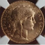 France, Third Republic, 1907 Gold 20 Francs, NGC MS 67