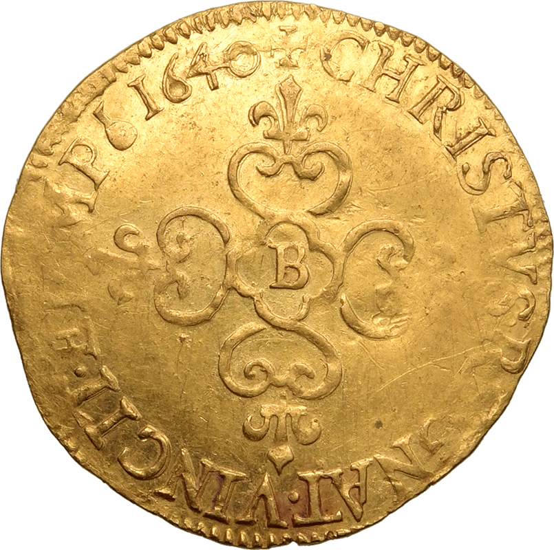 France, Louis XIII, 1640 B Gold 1 Écu d'Or, Good very fine - Image 2 of 2