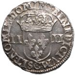 France, Henry IV, 1606 Silver 1/4 Écu, Extremely fine