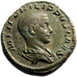 Ancient Rome, Philip II, 244-247 AD Bronze Sestertius, Very fine
