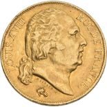 France, Louis XVIII, 1817 Q Gold 20 Francs, Very fine