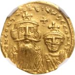 Byzantine Empire, Constans II & Constantine IV, 654-668 Gold Solidus, NGC AU Strike: 5/5 Surface: 2/