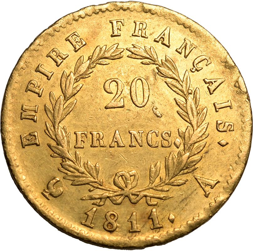 France, Napoleon I, 1811 A Gold 20 Francs, Good very fine - Image 2 of 2