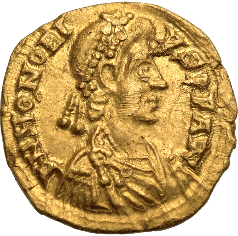 Ancient Rome, Honorius 404-408, 404-408 Gold Tremissis, Extremely Fine.