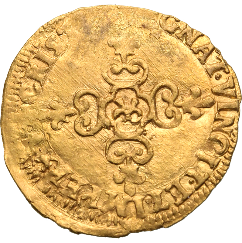 France, Louis XIII, 1637 Gold 1 Ecu d'or, Good very fine, lustrous, weakness - Image 2 of 2