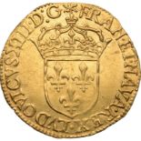 France, Louis XIII, 1637 B Gold Ecu d'or, Good very fine, hairlines
