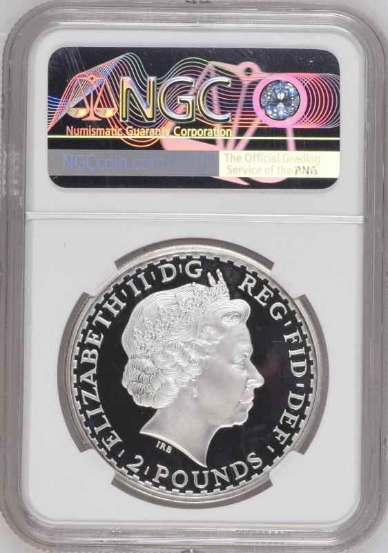 2006 Silver 2 Pounds (1 oz.) Britannia - Standing Proof NGC PF 69 ULTRA CAMEO - Image 2 of 2