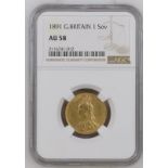 1891 Gold Sovereign NGC AU 58