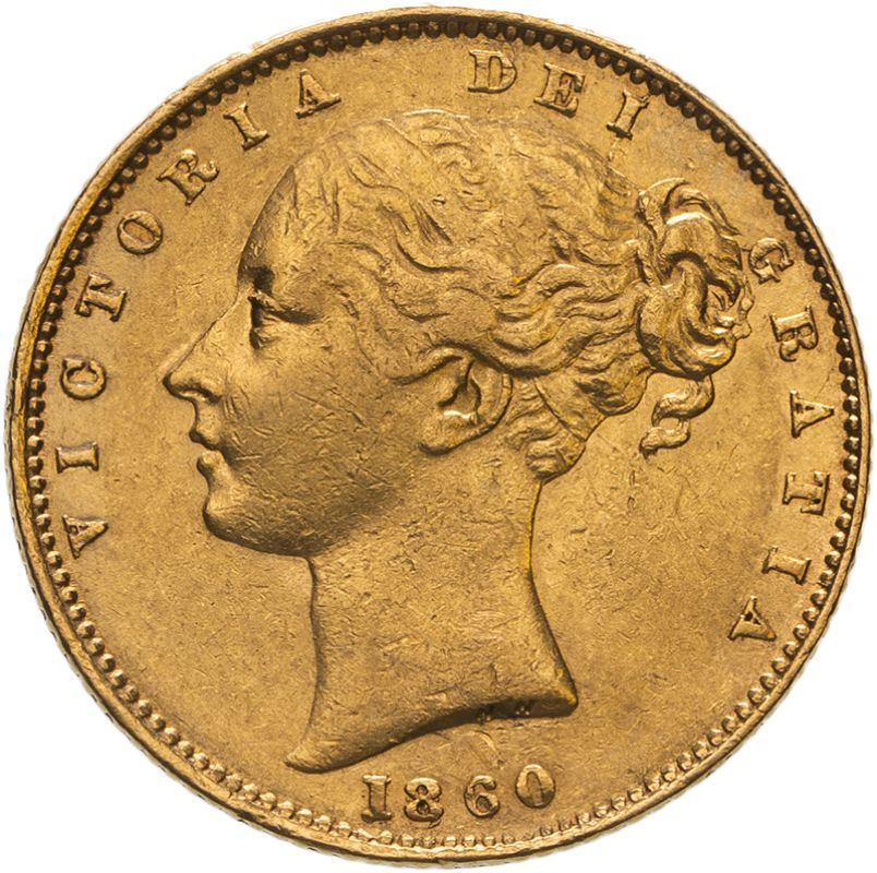 1860 Gold Sovereign Inverted A for V Very fine