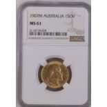 1907 M Gold Sovereign NGC MS 61