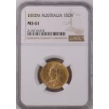 1892 M Gold Sovereign NGC MS 61
