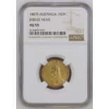 1887 S Gold Sovereign St George NGC AU 55