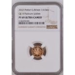 2022 Gold 1/4 Sovereign Platinum Jubilee Proof Pattern Piedfort NGC PF 69 ULTRA CAMEO