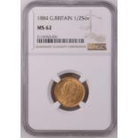 1884 Gold Half-Sovereign NGC MS 62