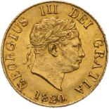 1820 Gold Half-Sovereign Extremely fine, heavy marks