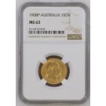 1908 P Gold Sovereign NGC MS 63