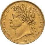 1821 Gold Sovereign About very fine, cleaned