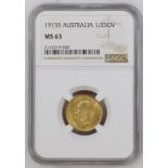 1915 S Gold Half-Sovereign NGC MS 63