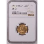 1901 Gold Half-Sovereign NGC MS 63+