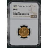 1899 Gold Half-Sovereign NGC MS 63