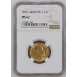 1905 Gold Sovereign NGC MS 62