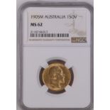1905 M Gold Sovereign NGC MS 62