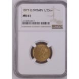 1877 Gold Half-Sovereign Die number NGC MS 61