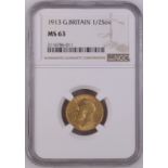 1913 Gold Half-Sovereign NGC MS 63