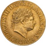 1820 Gold Sovereign Open 2 Good very fine, edge damage