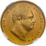 1831 Gold Sovereign First bust - WW with stops NGC MS 61