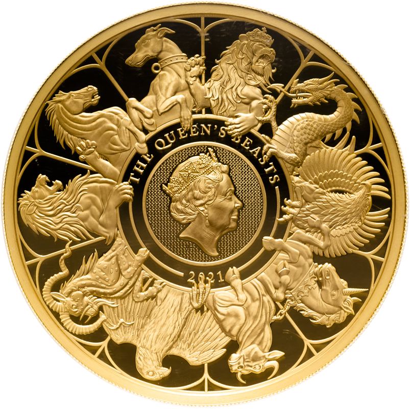 2021 Gold 500 Pounds (10 oz.) The Queen's Beasts 2021 Proof NGC PF 70 ULTRA CAMEO Box & COA - Image 3 of 4