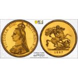 1887 Gold 5 Pounds (5 Sovereigns) Proof no BP Equal-finest PCGS PR62 CAM