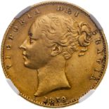 1859 Gold Sovereign Ansell NGC AU 53