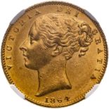 1864 Gold Sovereign Roman I ex-Douro NGC AU 58