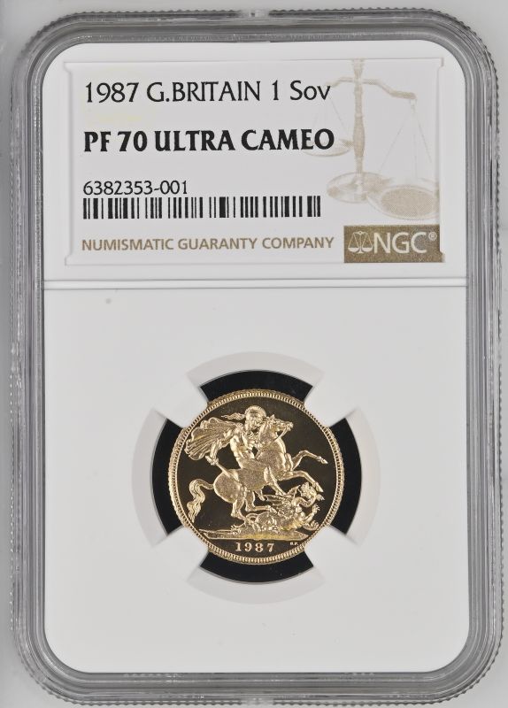 1987 Gold Sovereign Proof NGC PF 70 ULTRA CAMEO