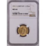1911 Gold Half-Sovereign NGC MS 64