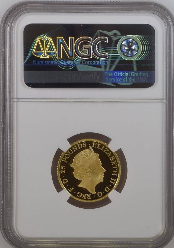 2021 Gold 25 Pounds (1/4 oz.) Britannia 2021 Proof NGC PF 70 ULTRA CAMEO - Image 2 of 2