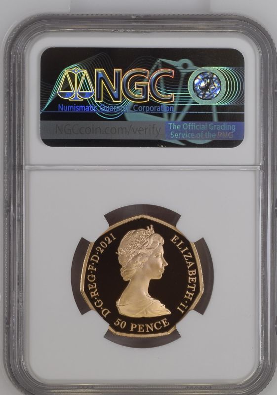 2021 Gold 50 Pence 50th Anniversary of Decimal Day 2nd Portrait Proof NGC PF 70 ULTRA CAMEO - Image 2 of 2