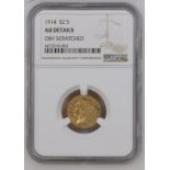 United States Quarter Eagle 1914 Gold 2 1/2 Dollars NGC AU Details