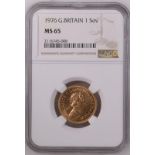 1976 Gold Sovereign NGC MS 65