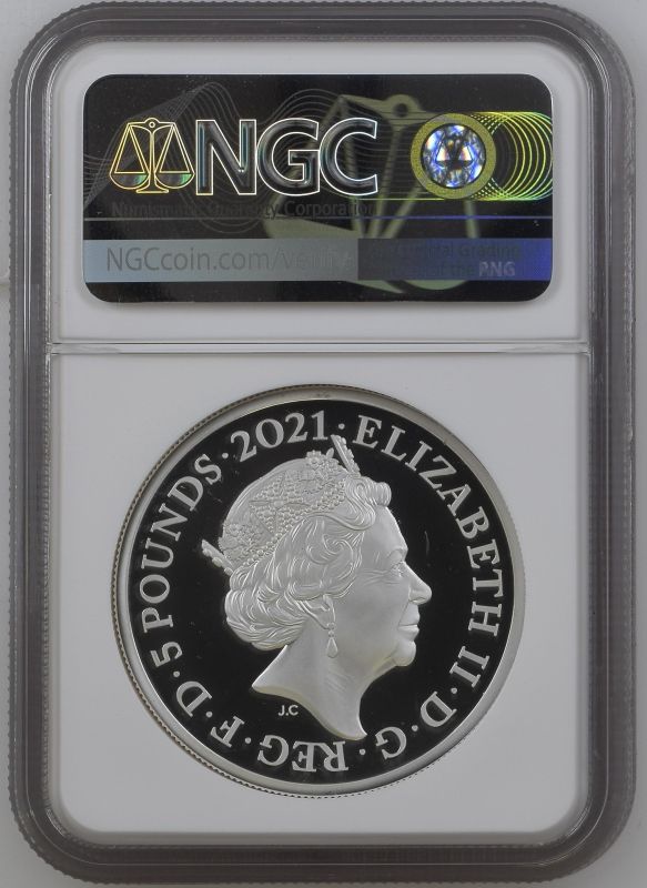 2021 Silver 5 Pounds (2 oz.) Gothic Crown Quartered Arms Proof NGC PF 70 ULTRA CAMEO - Image 2 of 2