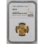 1967 Gold Sovereign NGC MS 65