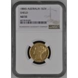 1886 S Gold Sovereign Shield NGC AU 55