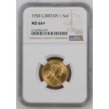 1958 Gold Sovereign NGC MS 66+