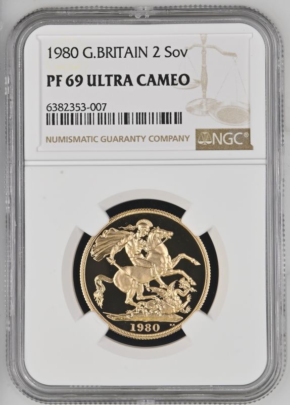 1980 Gold 2 Pounds (Double Sovereign) Proof NGC PF 69 ULTRA CAMEO