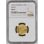 1872 M Gold Sovereign Shield Single Finest NGC MS 63