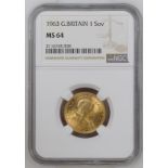 1963 Gold Sovereign NGC MS 64