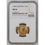 1958 Gold Sovereign NGC MS 66