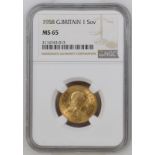 1958 Gold Sovereign NGC MS 65