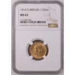 1914 Gold Half-Sovereign NGC MS 63